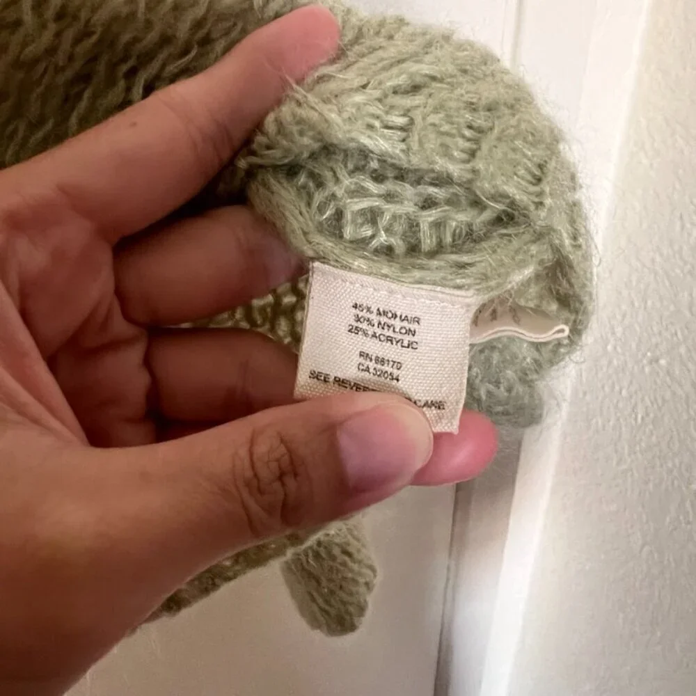 Free People Mint Green Mohair Blend Knit Crop Cardigan L​​​​​​​​​​​